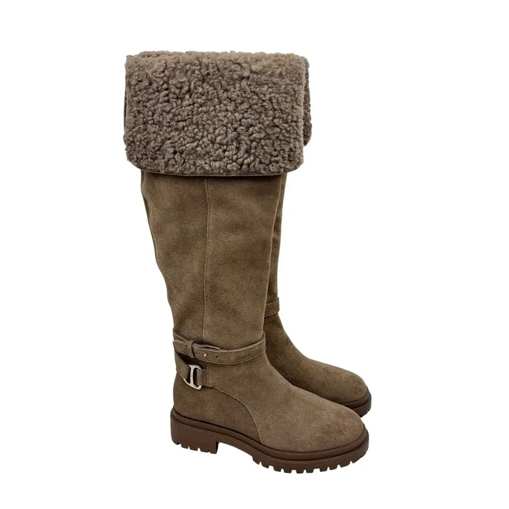 Lauren Ralph Lauren Cristine Suede & Shearling Knee-High Boot